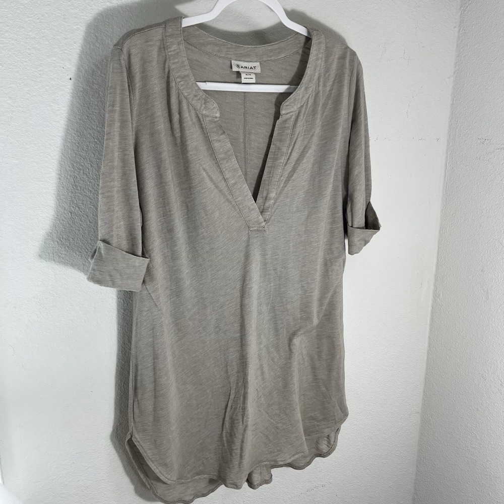Ariat Top Women's Medium Brown  Tunic V-Neck Western Basic Country